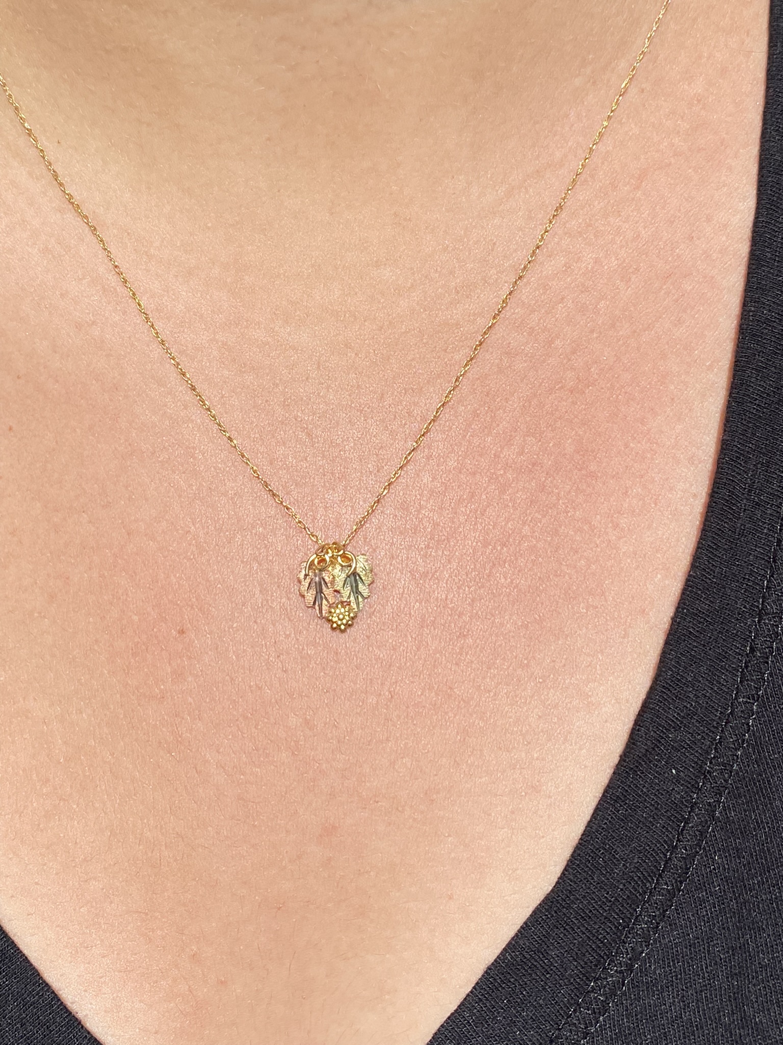 SOLD - The Altamarino: Ladies Two Tone Black Hills Style Leaf Necklace - Image 5