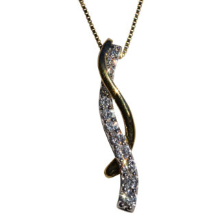 The Tarama:  Ladies 14K Yellow Gold Twisted Diamond Journey Necklace
