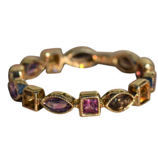 SOLD - The Aaliyah:  Ladies Gold Multi-Gem Eternity Band