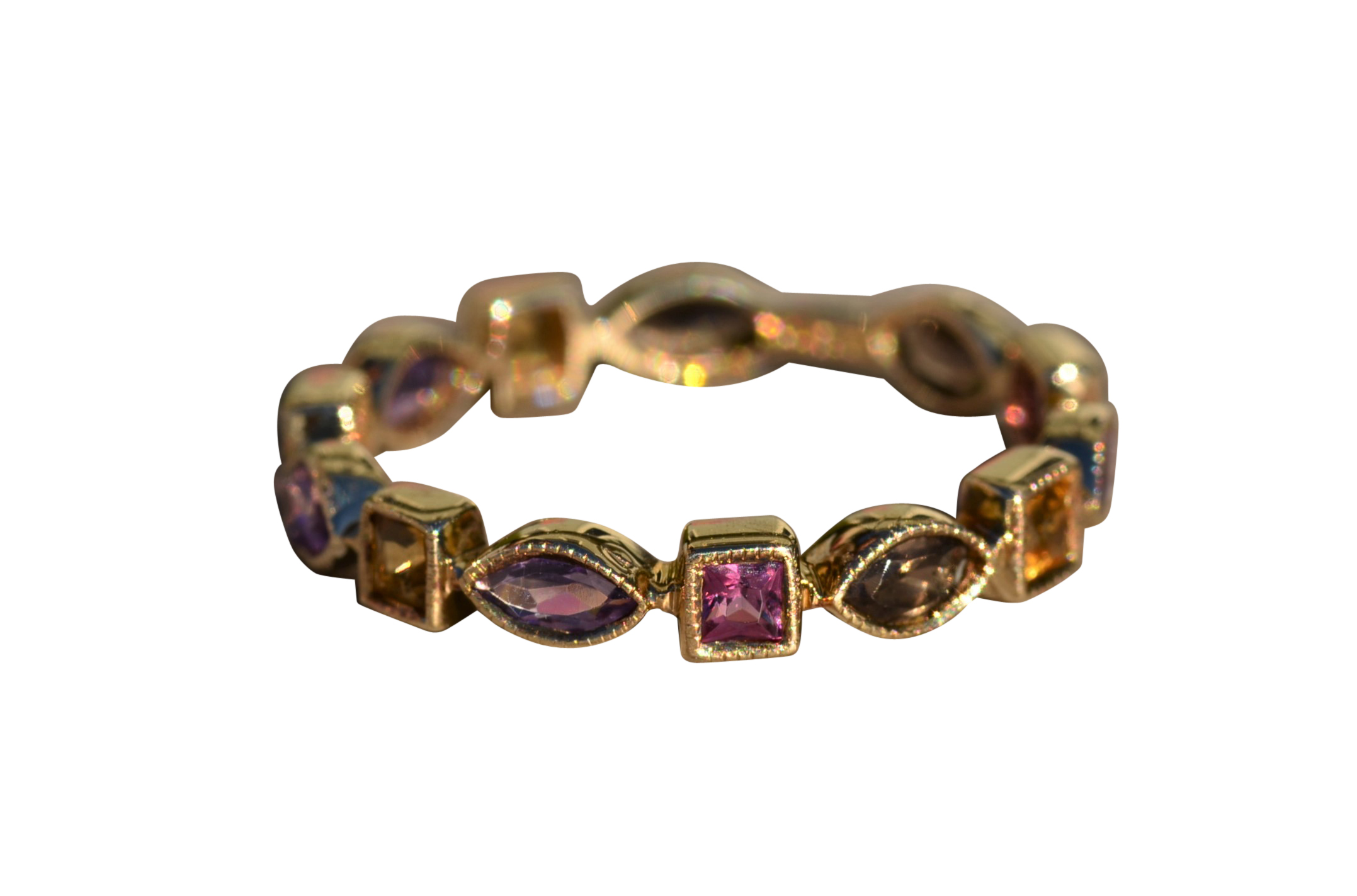 SOLD - The Aaliyah: Ladies Gold Multi-Gem Eternity Band