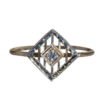 SOLD - The Cauderno:  Vintage 18K White Gold and Diamond Ring