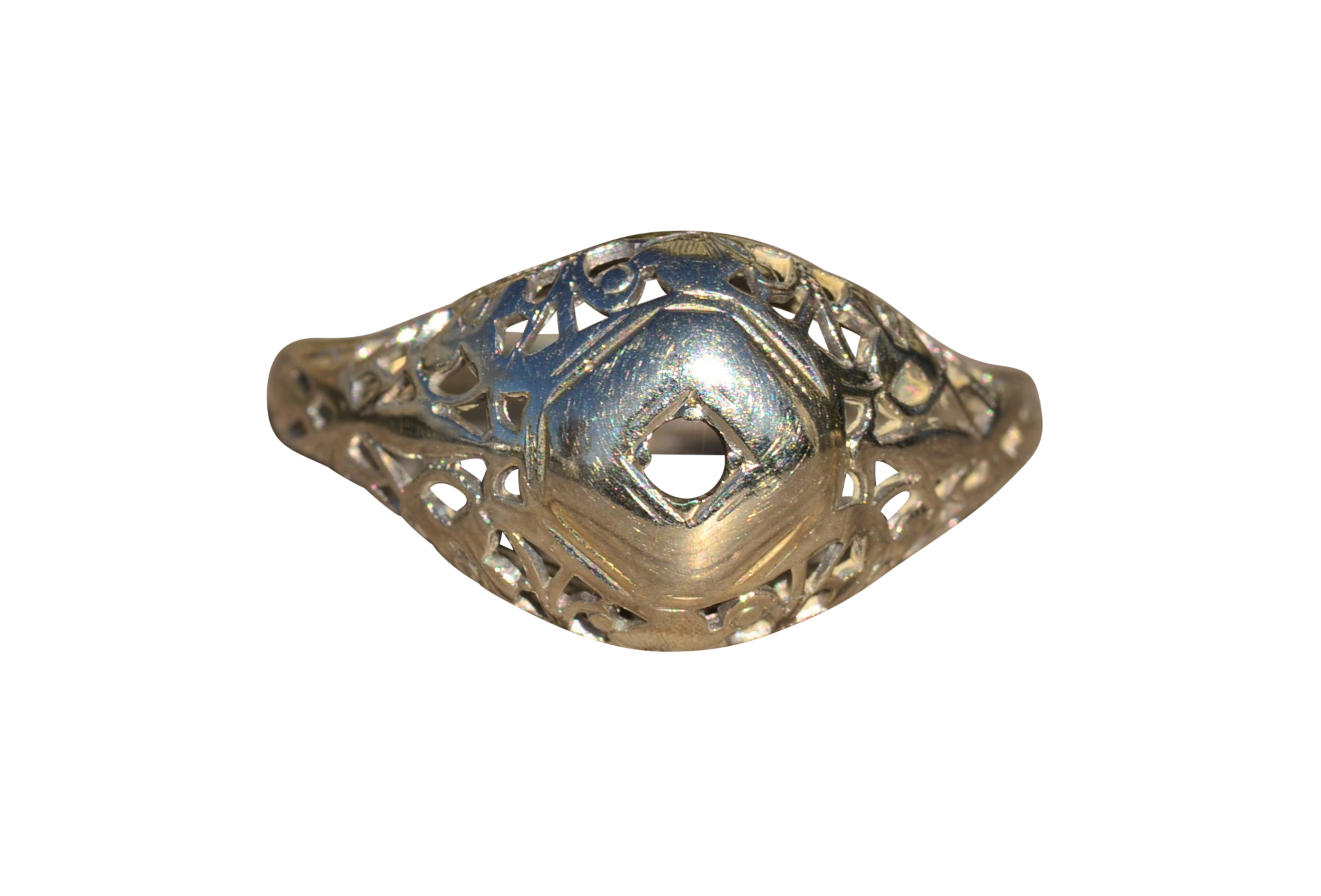 Antique 18K White Gold Filigree Mounting