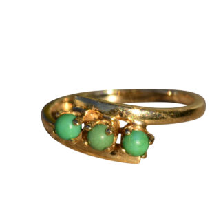 SOLD - The Galante:  Vintage Trilogy Turquoise Bypass Ring in 14 K Gold