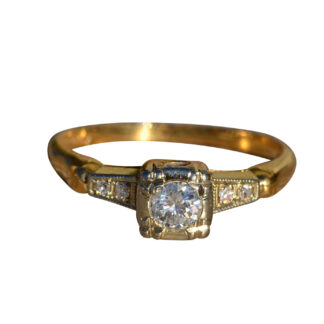 SOLD - The Fallen:  Antique Diamond Engagement Ring in Yellow Gold