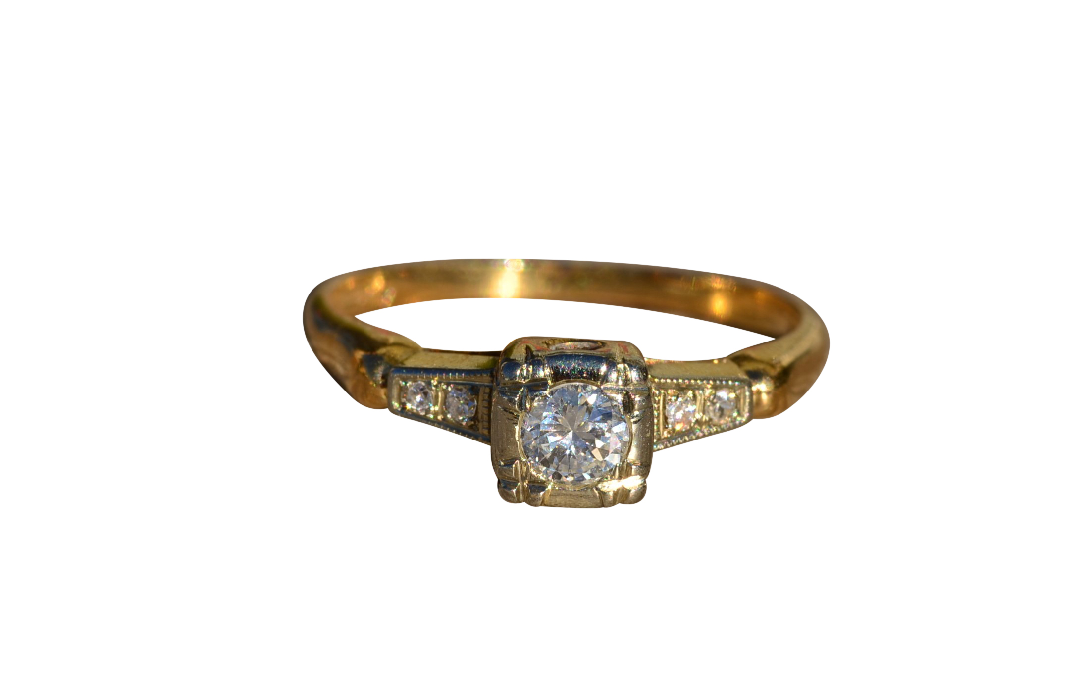 SOLD - The Fallen: Antique Diamond Engagement Ring in Yellow Gold