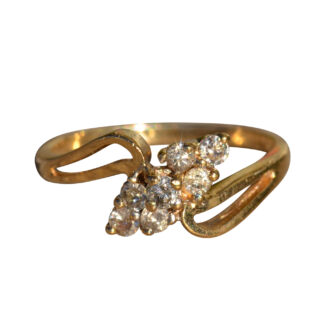 The Cerise:  Delicate Ladies 14 K Gold and Diamond Ring