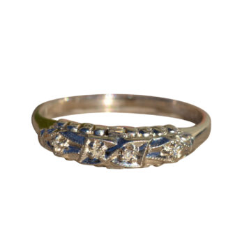 SOLD - The Arca: Antique 14K White Gold Signed Diamond Band