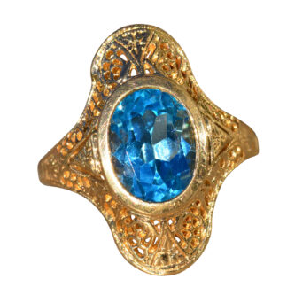 The Avila:  14K Gold Bezel Set Topaz Cocktail Ring