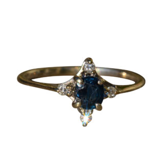 SOLD - The Spindrift:  Petite Ladies Vintage Sapphire and Diamond White Gold Ring