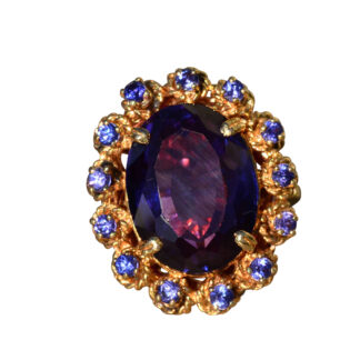 The Saunders:  Ladies Bold Laboratory Grown Color Changing Sapphire Cocktail Ring