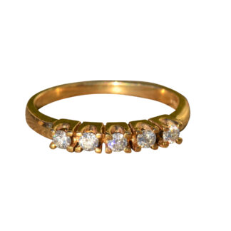The Roson:  Ladies 5 Stone Diamond Band in 14K Gold