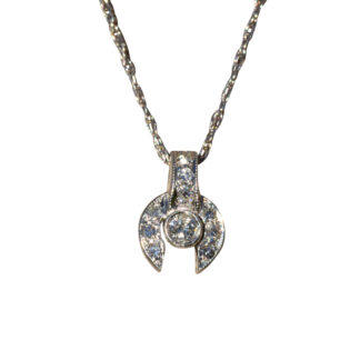 SOLD - The Oberon:  Ladies Antique Platinum and Diamond Pendant on White Gold Chain