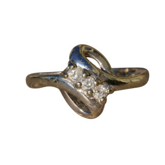SOLD - The Minerva:  Vintage Modified Bypass Ring in White Gold set with Diamonds
