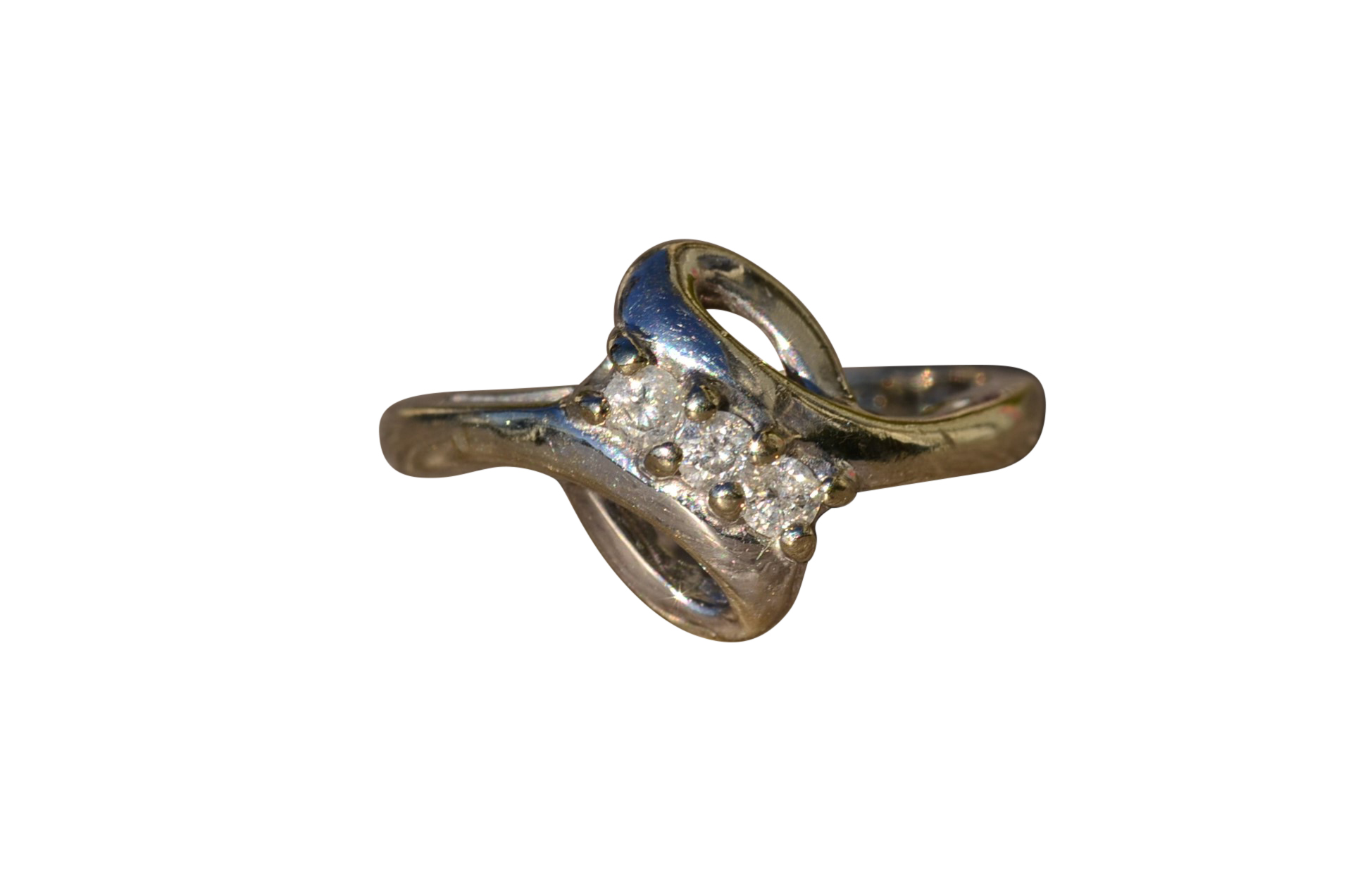 SOLD - The Minerva: Vintage Modified Bypass Ring in White Gold set with Diamonds