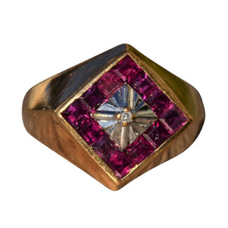 SOLD - The Cordova: Men's Ruby and Diamond Cocktail Ring in Yellow Gold