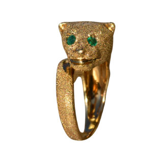 SOLD - The Durenda:  Ladies Yellow Gold and Emerald Panther Bypass Ring