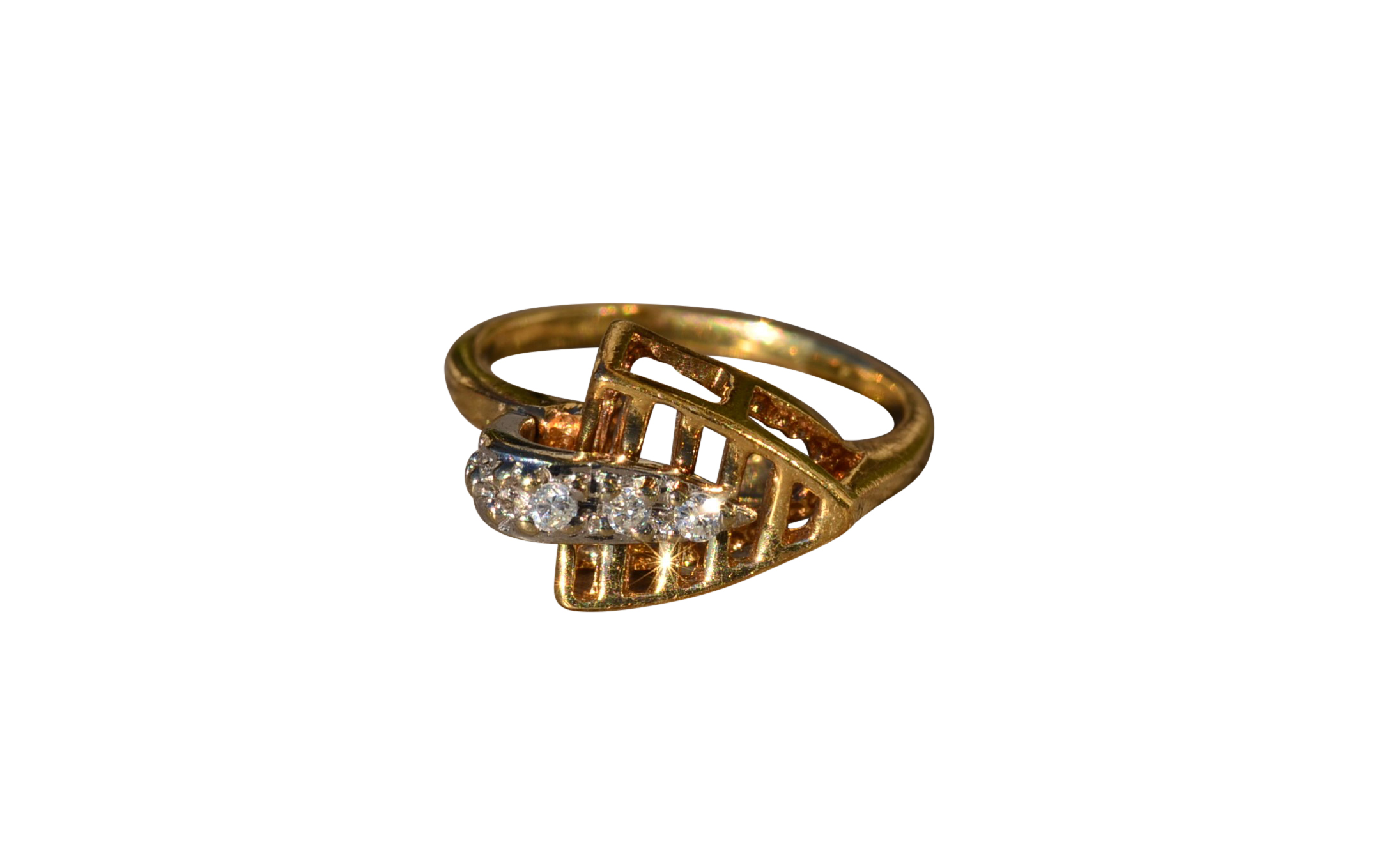 The Calluna: Ladies Antique 14K Gold and Diamond Arrow Ring