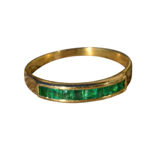 SOLD: The Borneo:  Ladies 18K Gold Channel Set Emerald Band
