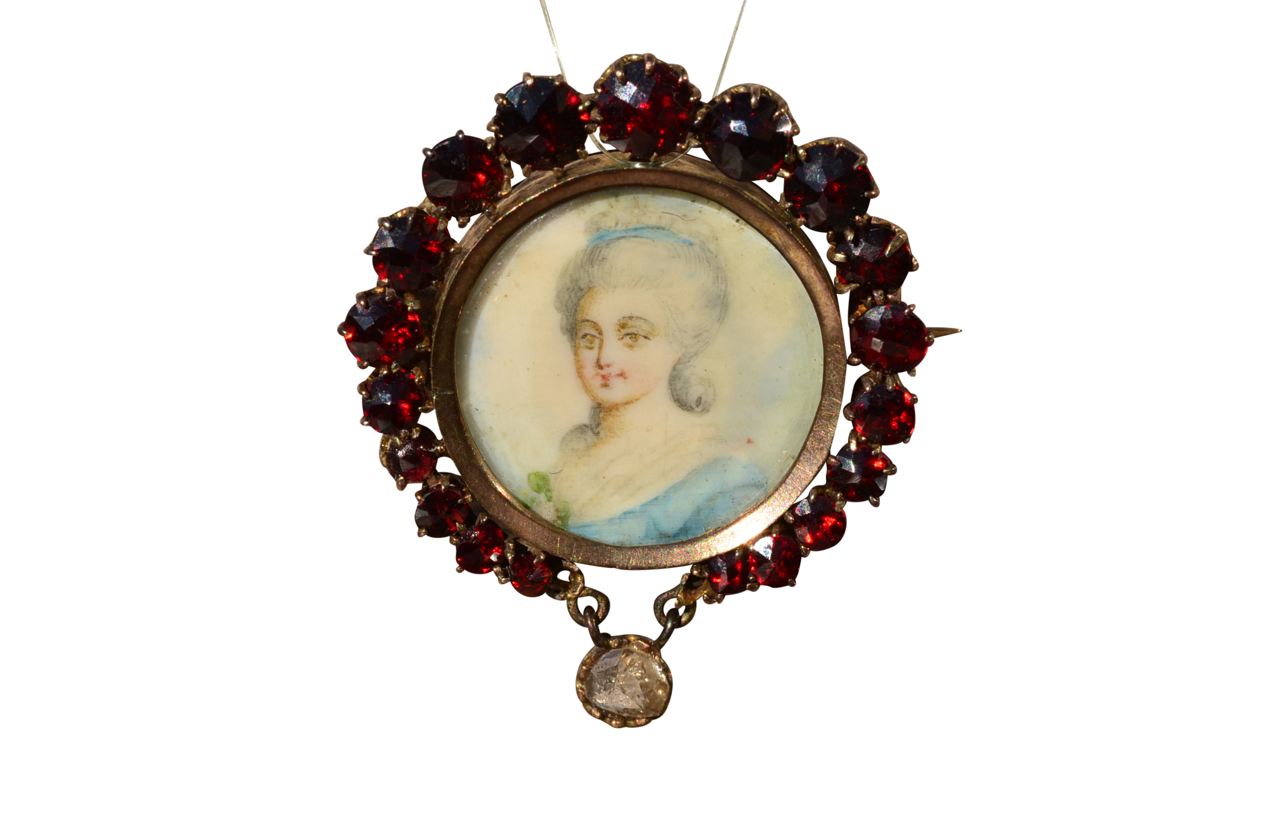The Flores: Victorian Signed Garnet and Diamond Brooch in White Gold