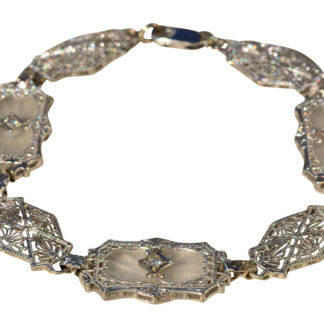 SOLD: The Herra:  Antique White Gold Camphor Glass Bracelet
