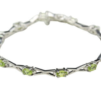 SOLD - The Letty:  Modern 14K White Gold and Peridot Bracelet