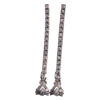 The Monte Carlo: Antique Art Deco Diamond Ear Pendants with Diamonds in Platinum