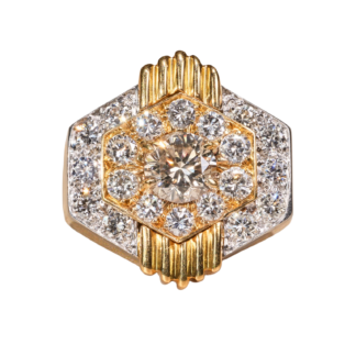 The David:  Vintage David Webb Signed ring In Platinum and 18 Karat Yellow Gold