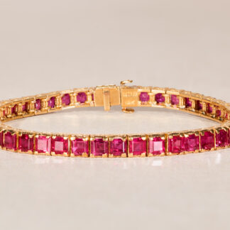 The Michele:  18K Yellow Gold Ruby Tennis Bracelet
