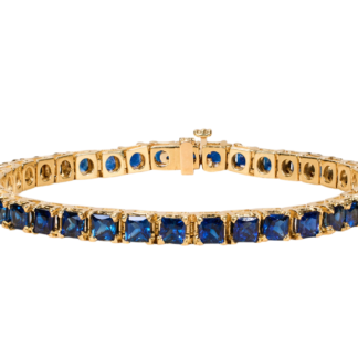 The Eloise: Radiant Cut Sapphire Yellow Gold Tennis Bracelet