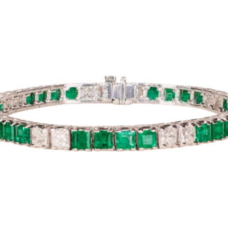The Jordyn: Platinum Emerald & Diamond Line Bracelet