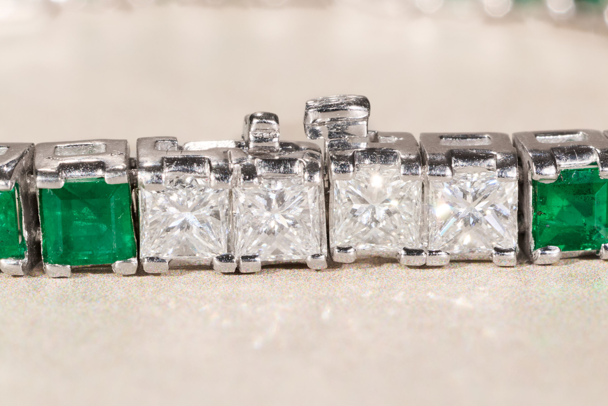 The Jordyn: Platinum Emerald & Diamond Line Bracelet - Image 8