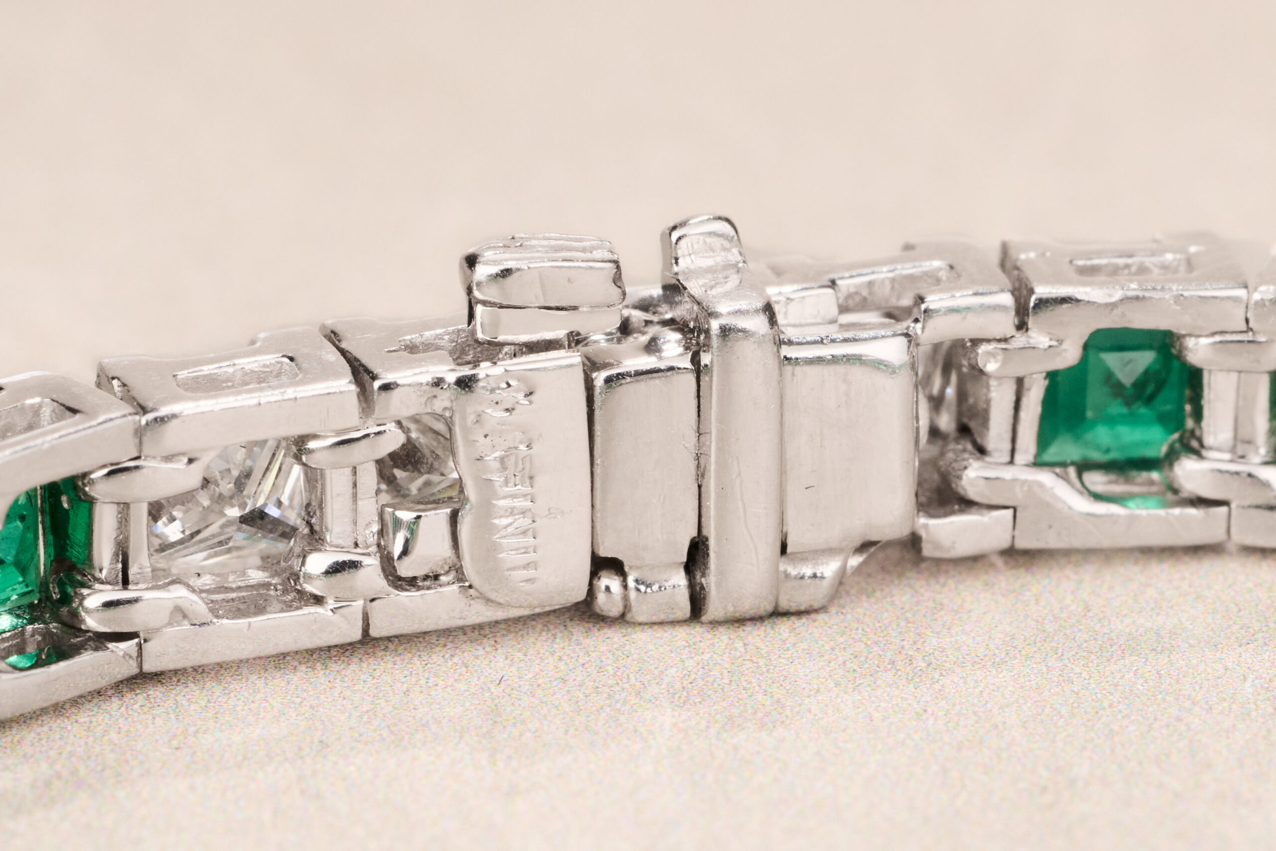 The Jordyn: Platinum Emerald & Diamond Line Bracelet - Image 10
