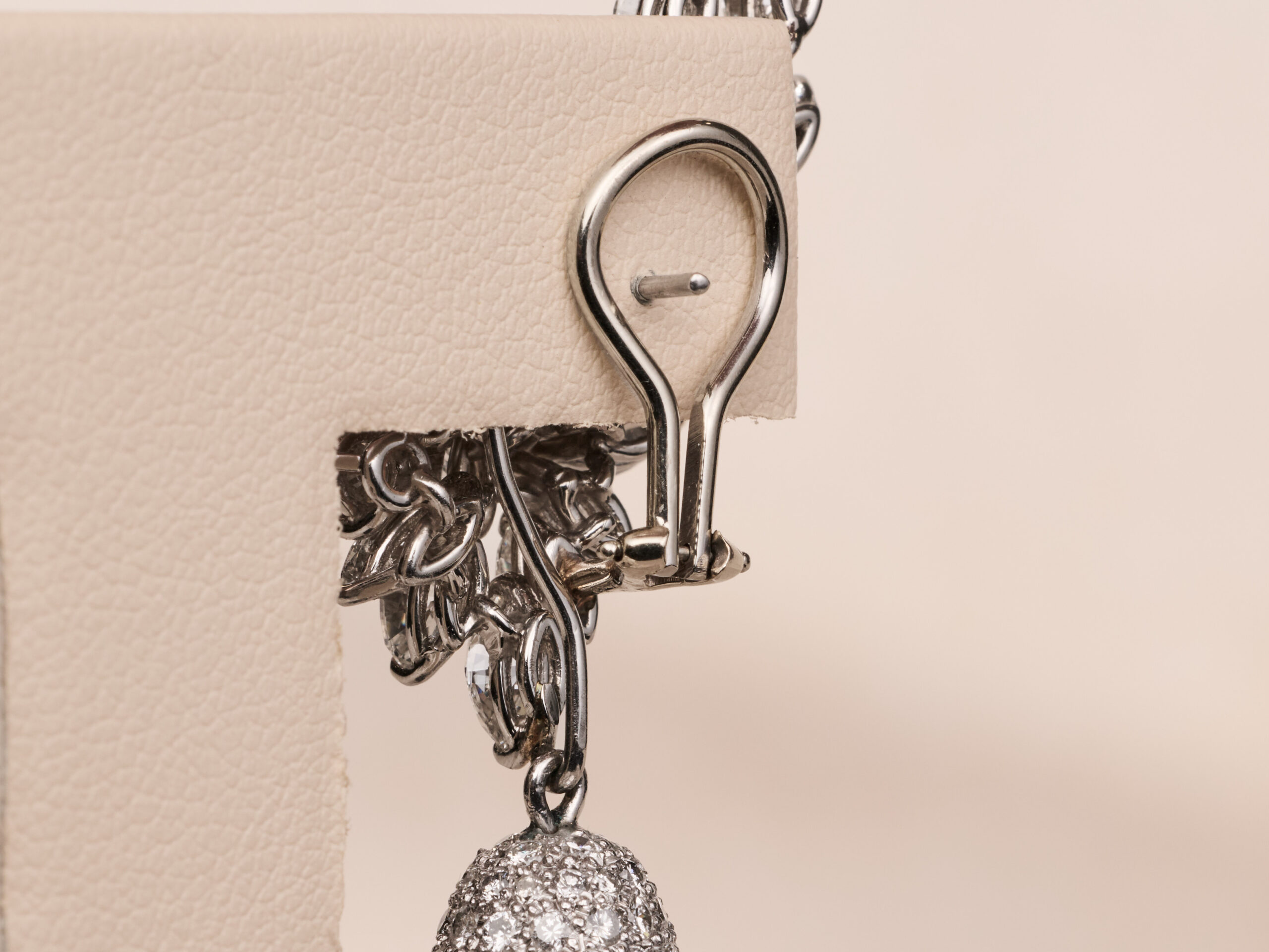 The London: Platinum and Diamond Dangling Pearl Drop Earrings, Day and Night Earrings - Image 6