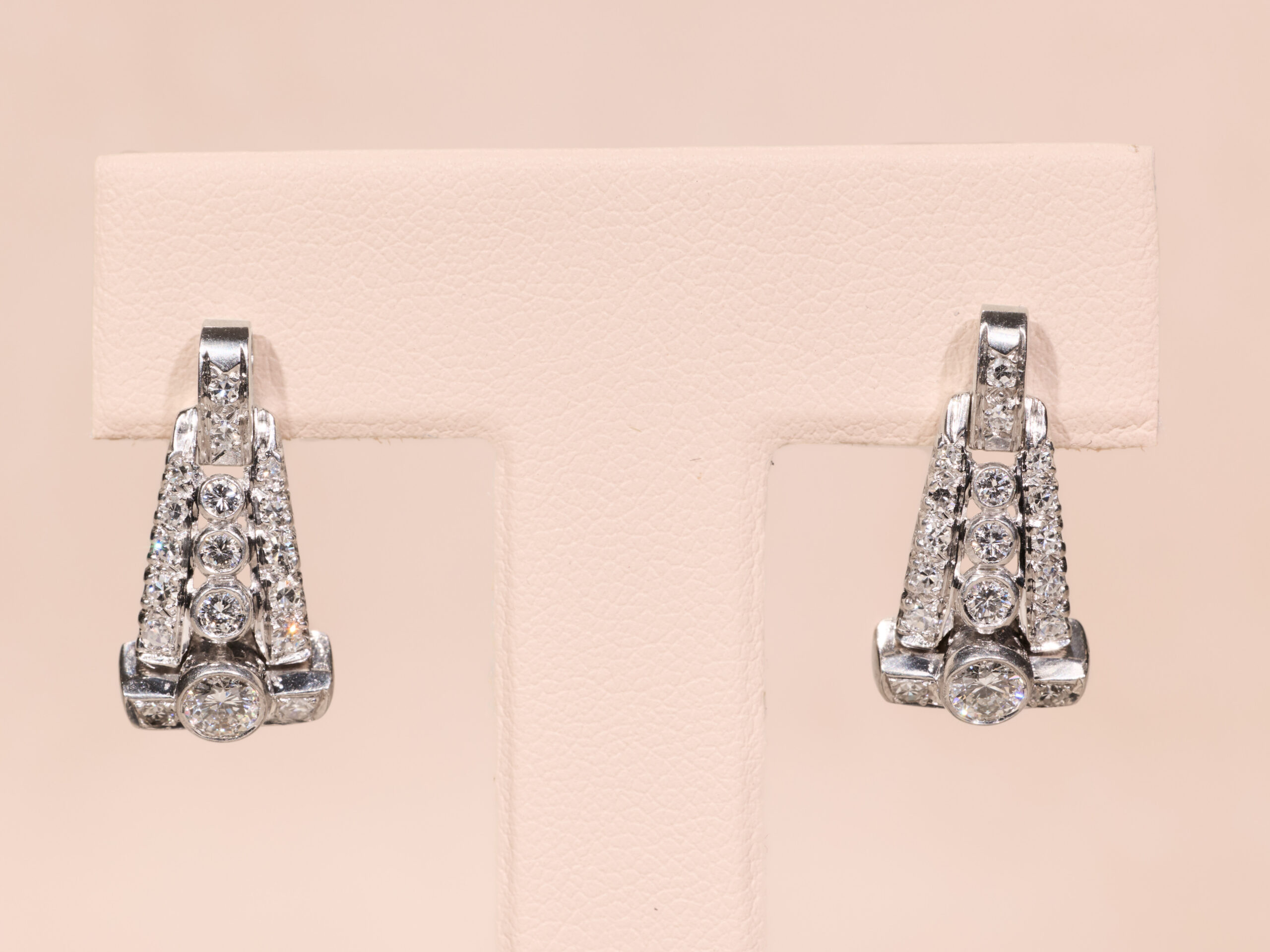 The Gianna: Art Deco Platinum Diamond Dangle Earrings - Image 5