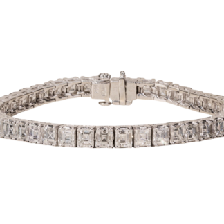 The Rembrandt:  15.72 CTW Asscher Cut Diamond White Gold Line Bracelet