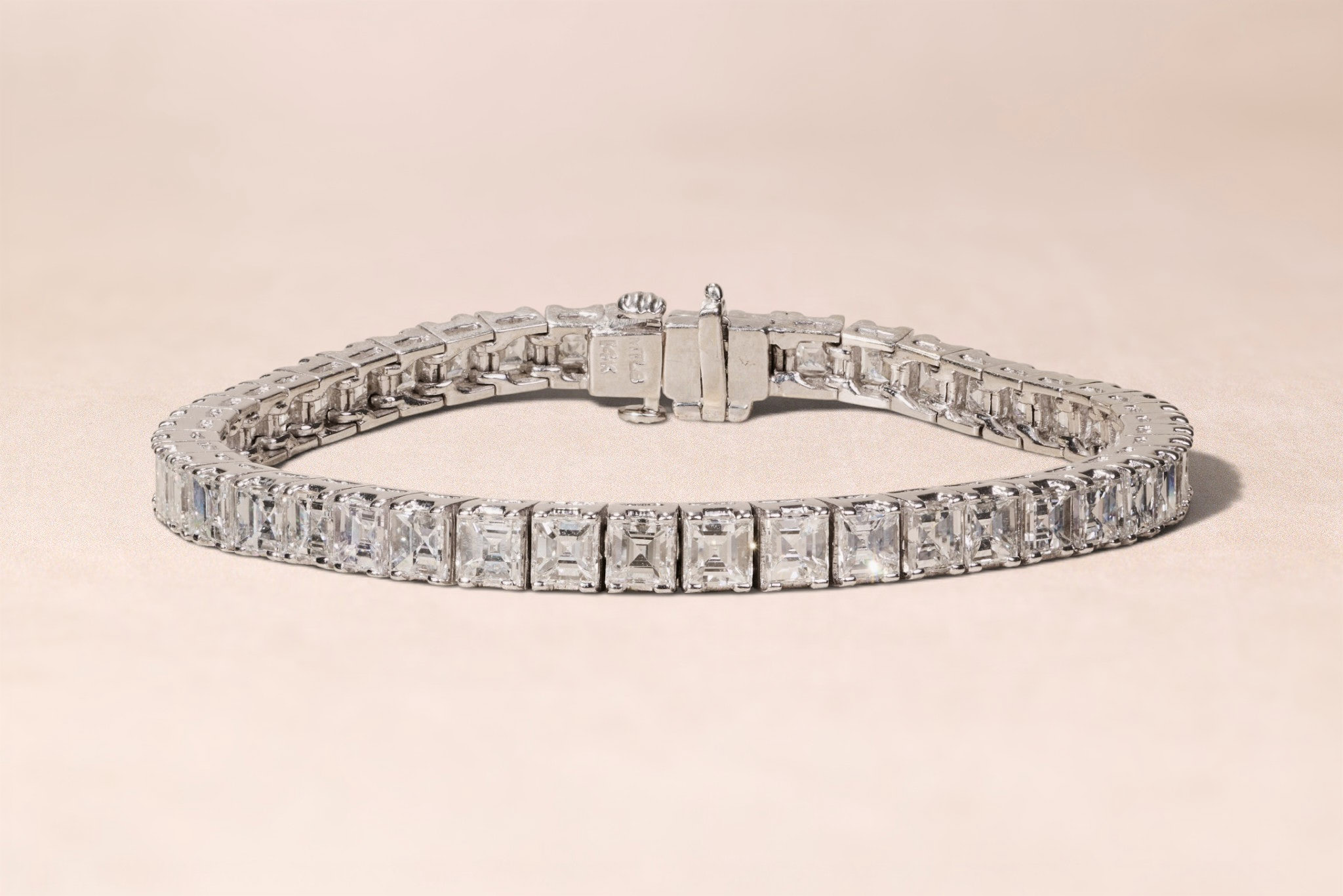 The Rembrandt: 15.72 CTW Asscher Cut Diamond White Gold Line Bracelet - Image 2