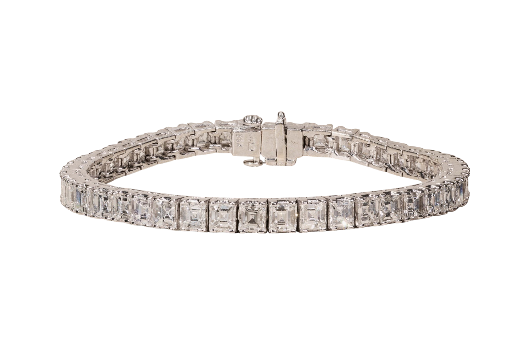 The Rembrandt: 15.72 CTW Asscher Cut Diamond White Gold Line Bracelet
