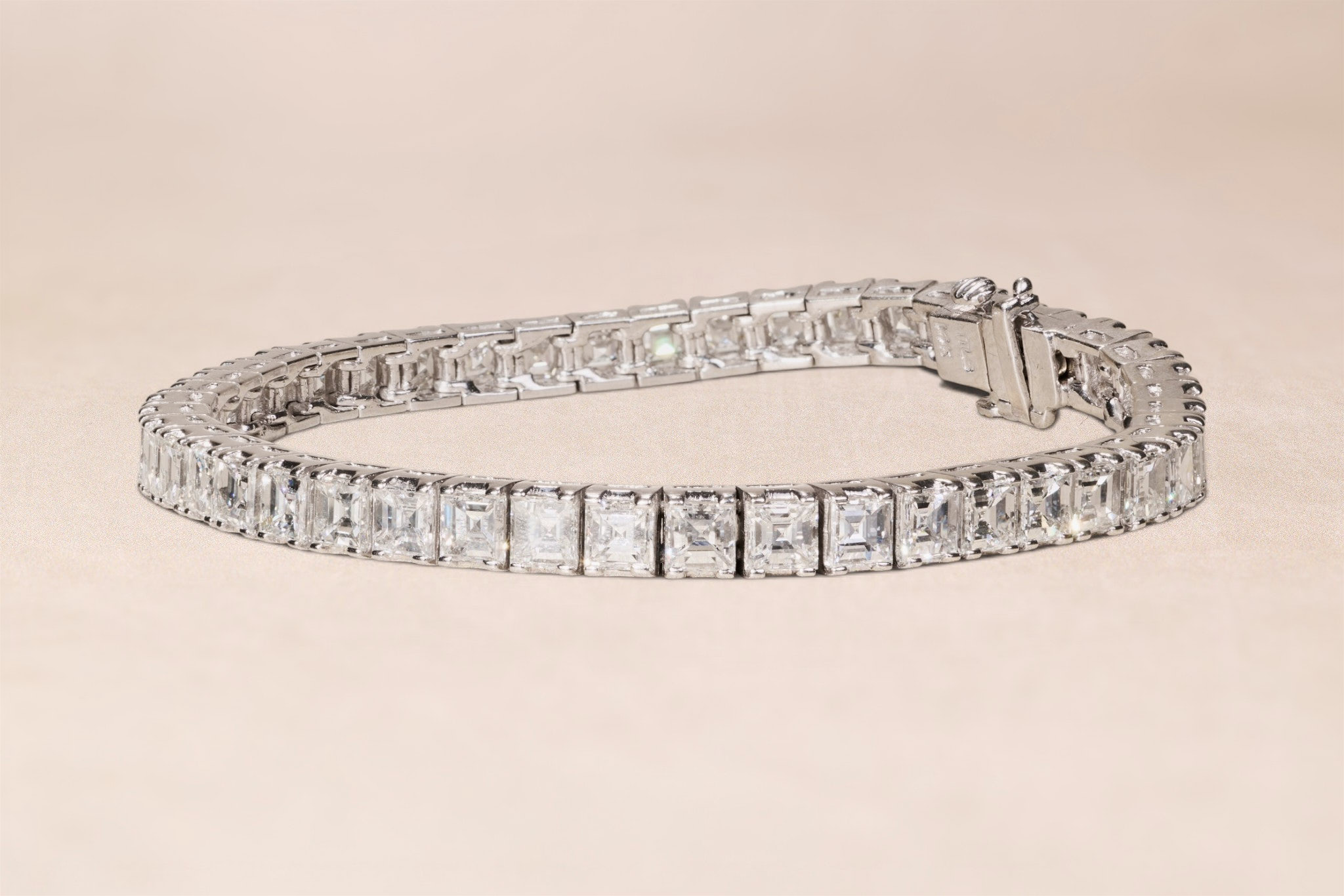 The Rembrandt: 15.72 CTW Asscher Cut Diamond White Gold Line Bracelet - Image 3