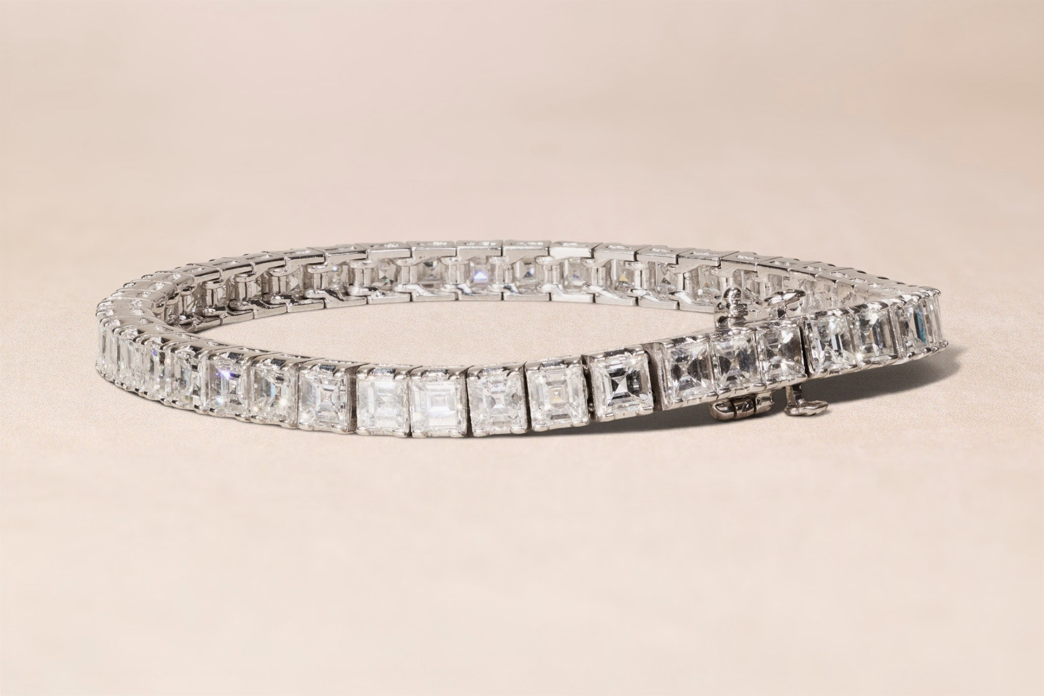 The Rembrandt: 15.72 CTW Asscher Cut Diamond White Gold Line Bracelet - Image 4