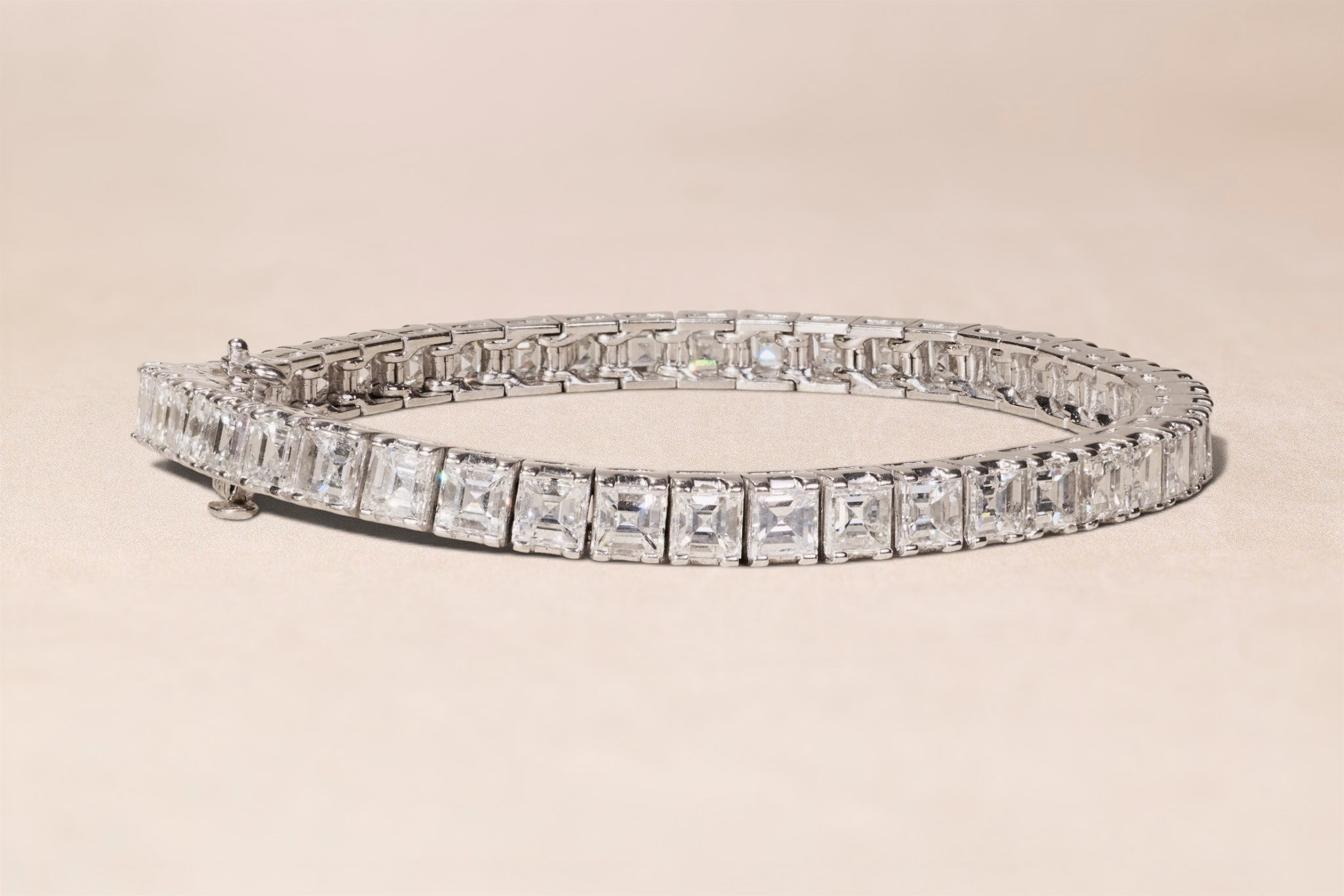 The Rembrandt: 15.72 CTW Asscher Cut Diamond White Gold Line Bracelet - Image 5