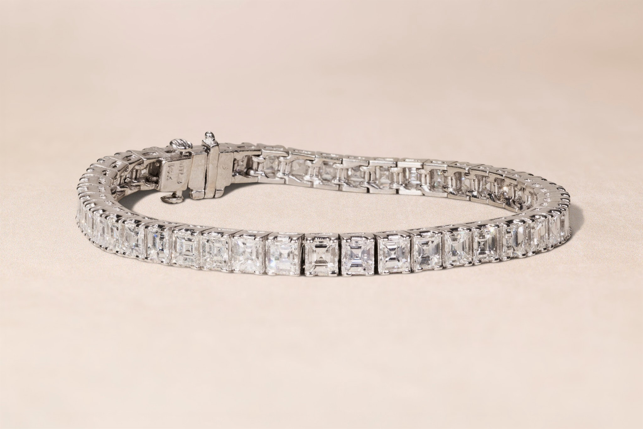 The Rembrandt: 15.72 CTW Asscher Cut Diamond White Gold Line Bracelet - Image 6
