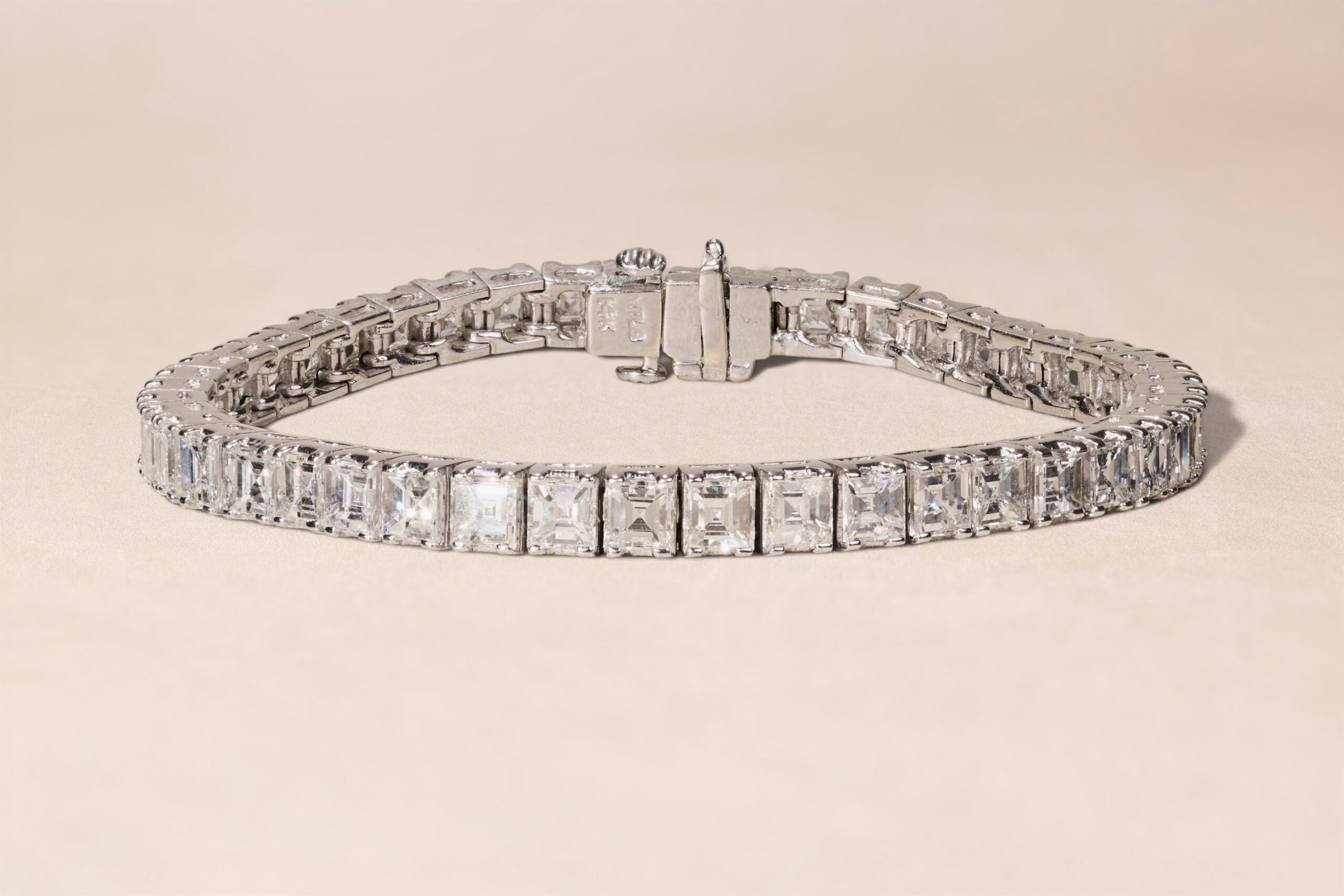 The Rembrandt: 15.72 CTW Asscher Cut Diamond White Gold Line Bracelet - Image 7
