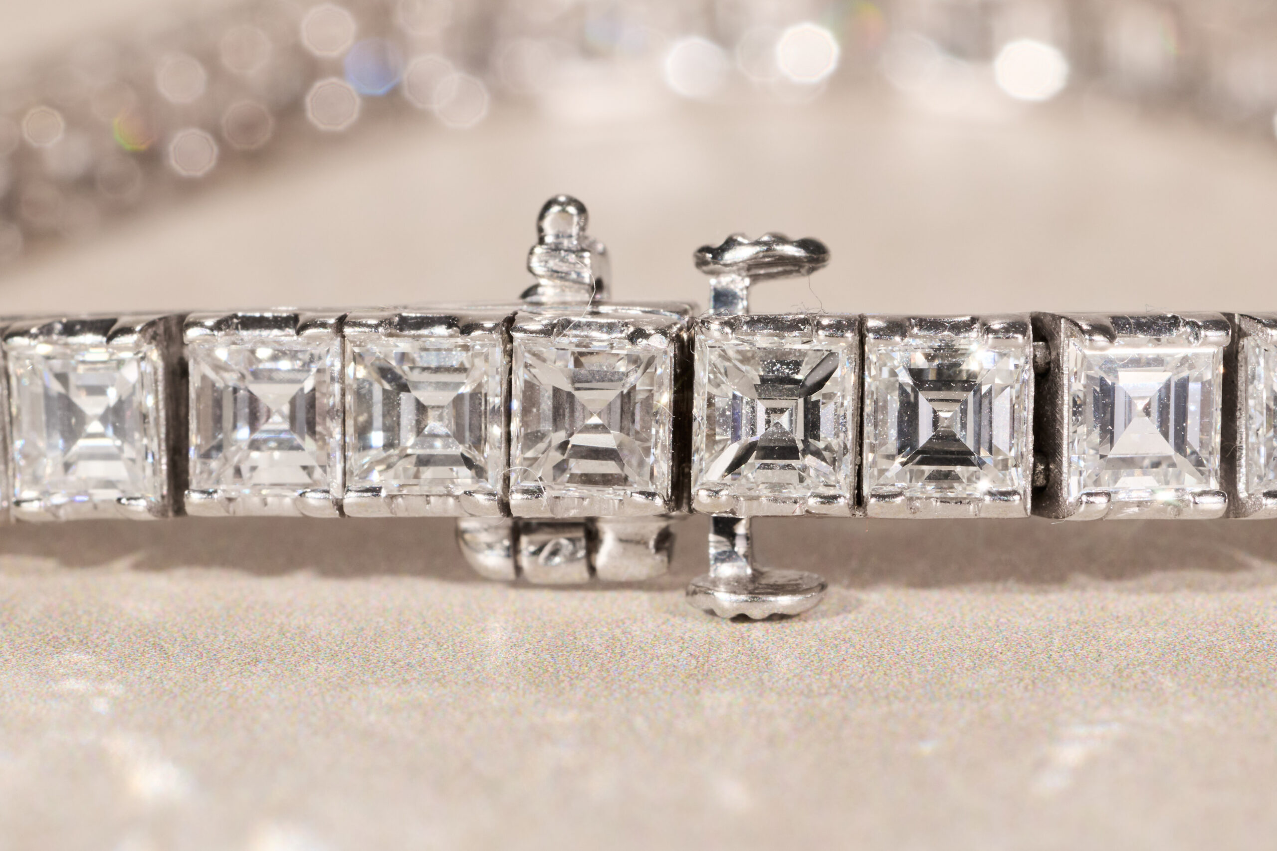 The Rembrandt: 15.72 CTW Asscher Cut Diamond White Gold Line Bracelet - Image 8
