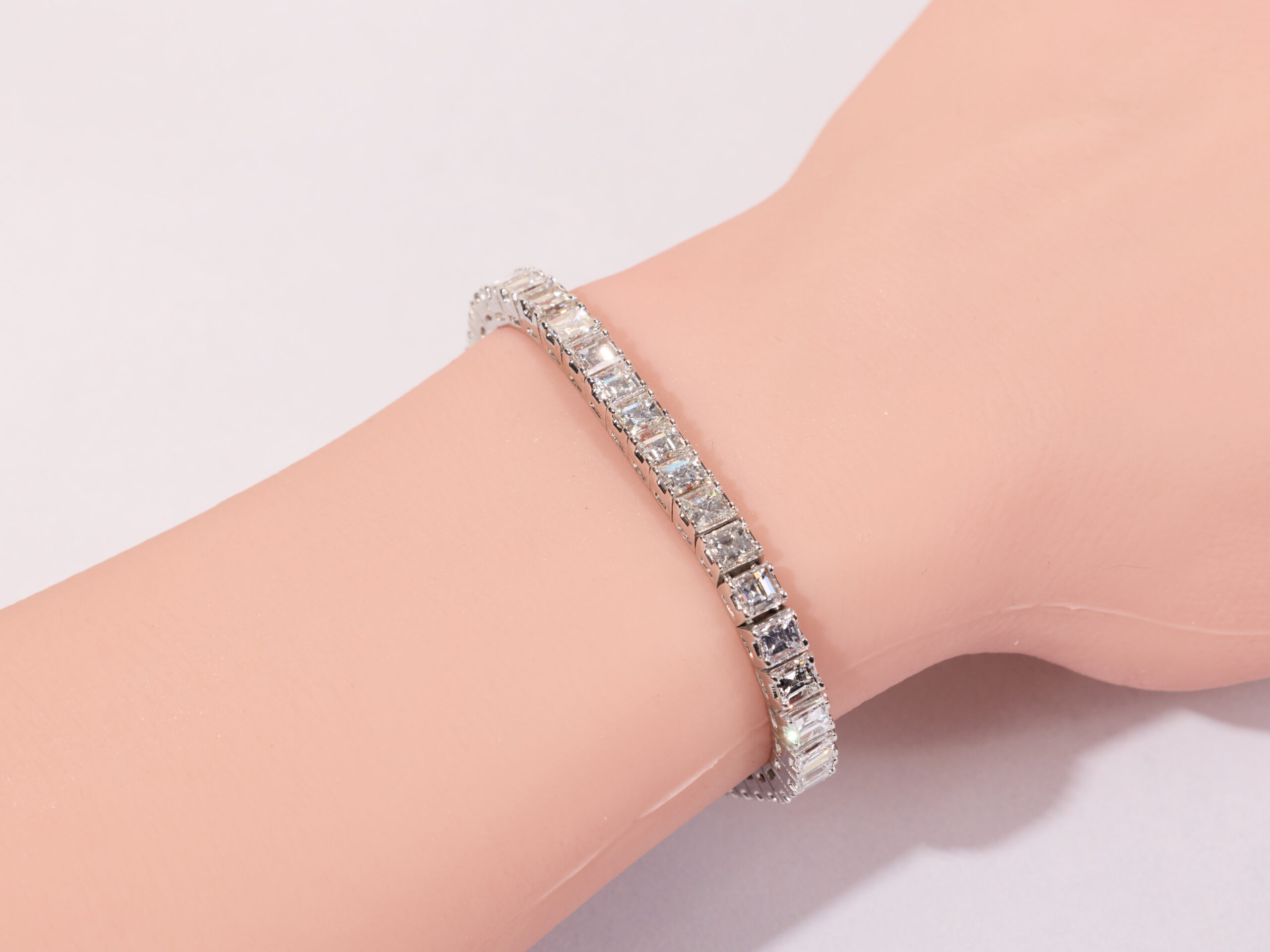 The Rembrandt: 15.72 CTW Asscher Cut Diamond White Gold Line Bracelet - Image 11