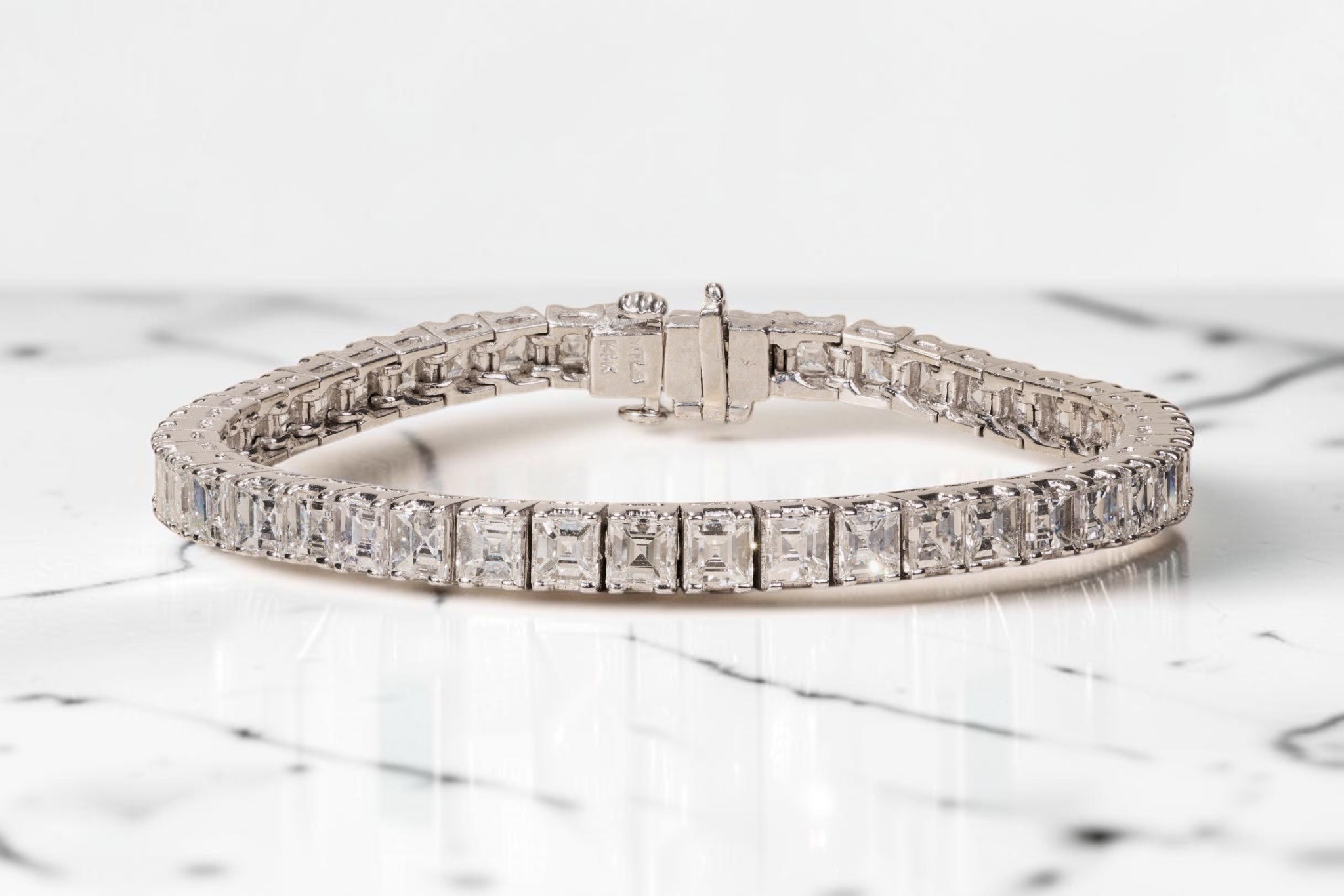 The Rembrandt: 15.72 CTW Asscher Cut Diamond White Gold Line Bracelet - Image 12
