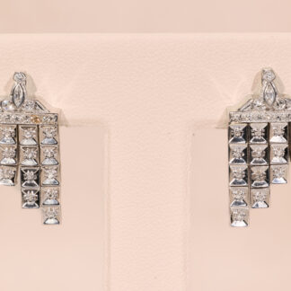 The Somara:  Elaborate Antique Platinum Diamond Dangler Earrings