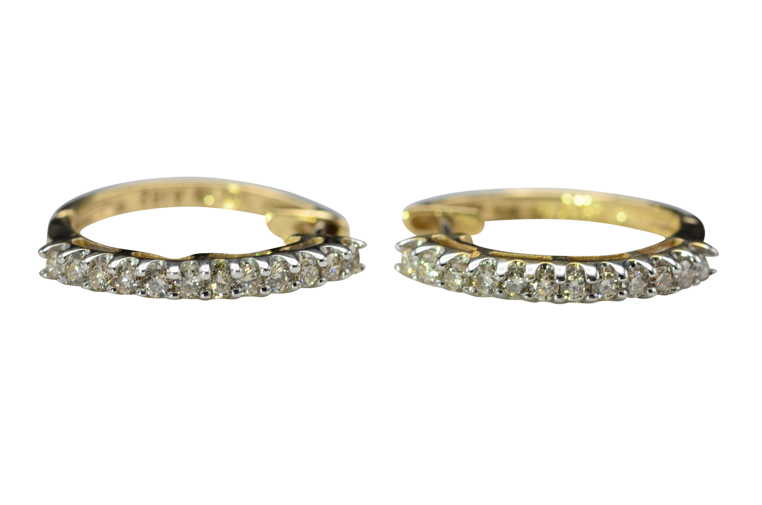 SOLD - The Lackens: Ladies Two Tone Gold Diamond Set Hoop Earrings