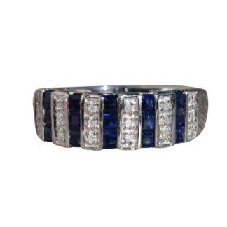 The Enotera:  Ladies 14K White Gold Sapphire and Diamond Band