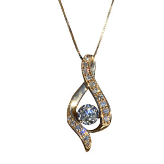 Ladies 14K Yellow Gold Twisted Knot Diamond Necklace