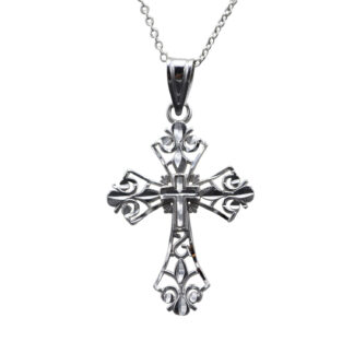 SOLD - Ladies 14 Karat White Gold Detailed Cross Pendant